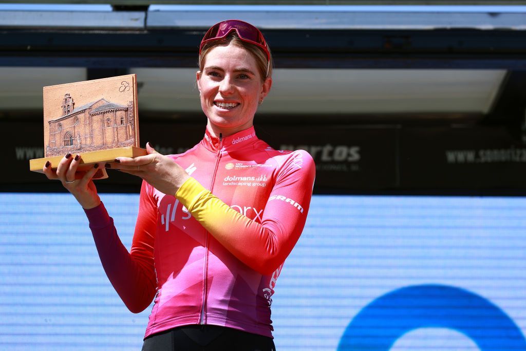LAGUNAS DE NEILA SPAIN MAY 22 Demi Vollering of Netherlands and Team SD Worx celebrates at podium as stage winner during the 7th Vuelta a Burgos Feminas 2022 Stage 4 a 1251km stage from Covarrubias to Lagunas de Neila 1867m VueltaBurgos BurgosFem UCIWWT on May 22 2022 in Lagunas de Neila Spain Photo by Gonzalo Arroyo MorenoGetty Images
