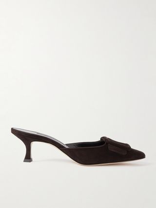 Maysale 50 Buckled Suede Mules