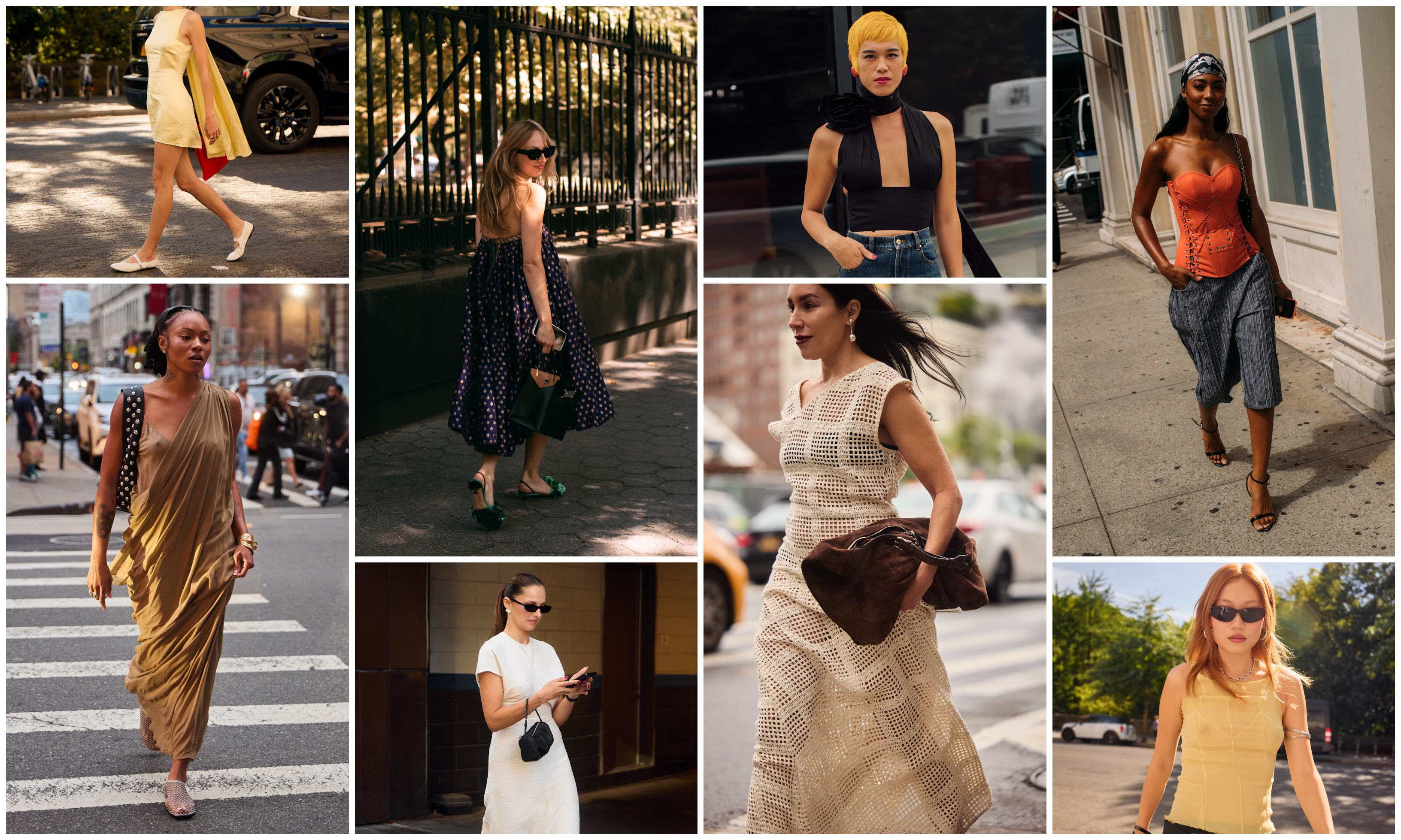 A collage of New York women wearing summer trends