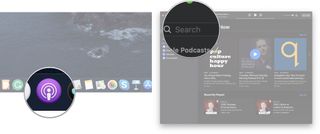 Launch the Podcasts app, click on the search bar