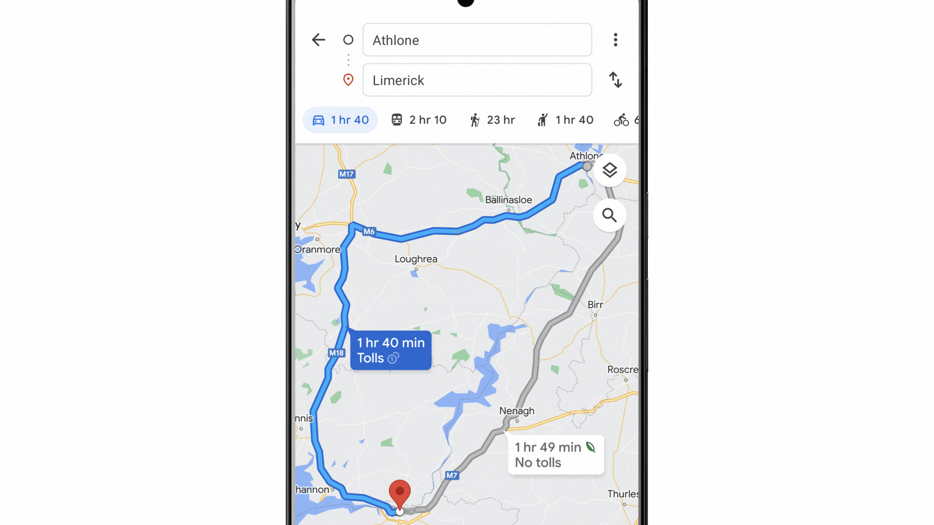 googfle maps new eco friendly routing options in action