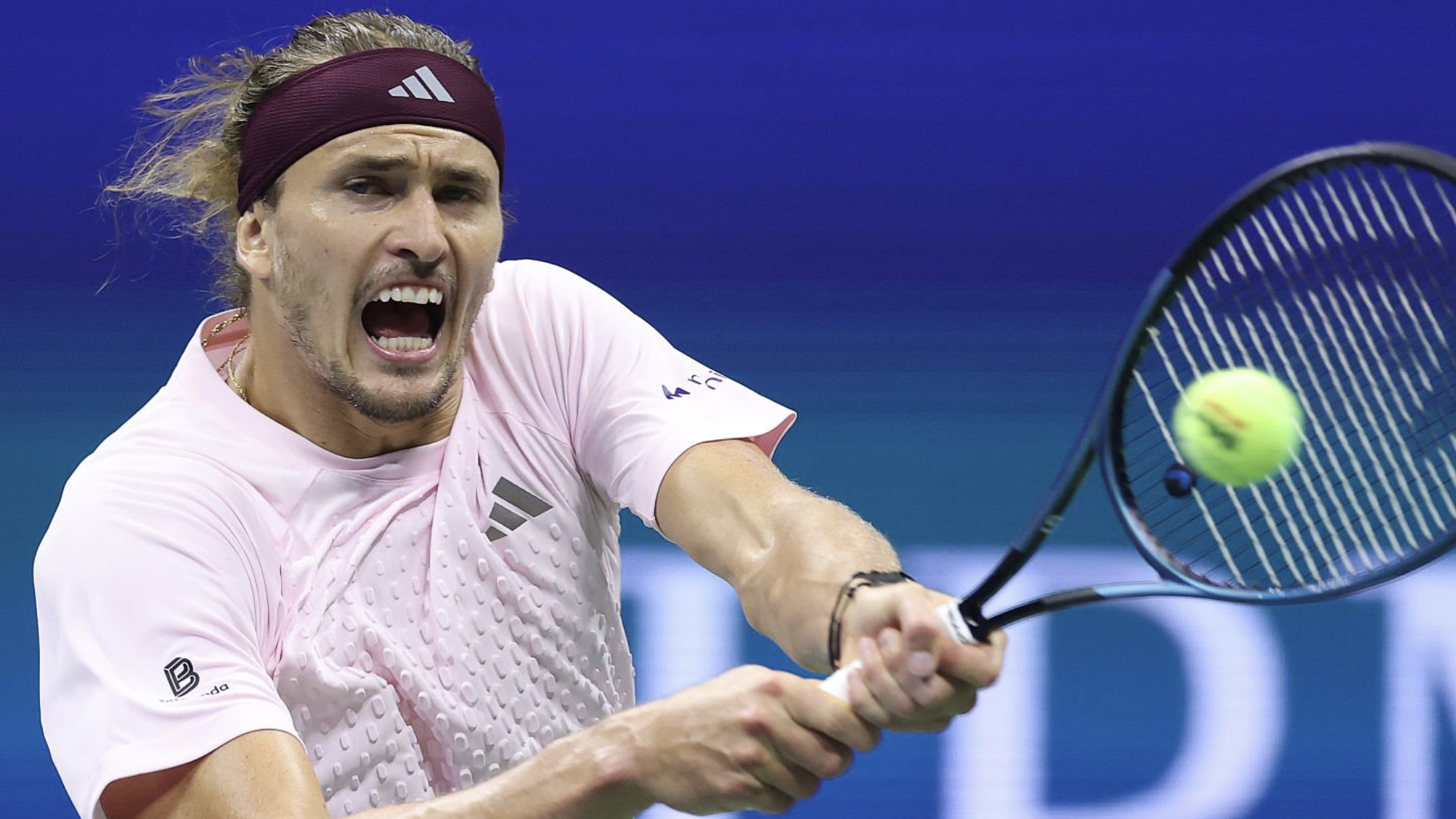 Alexander Zverev of Germany returns a shot at the 2026 US Open tennis in the Flushing neighborhood of the Queens borough of New York City. (Photo by Julian Finney/Getty Images)