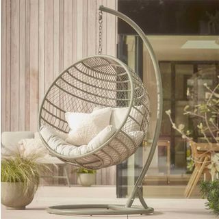 olive green wicker hanging egg chair