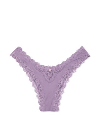 Purple Lace-Trimmed Brazilian Panty