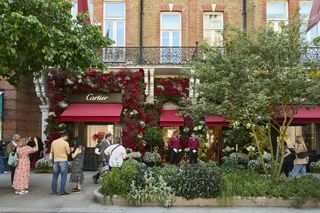 Cartier shop front surrounded by greenery