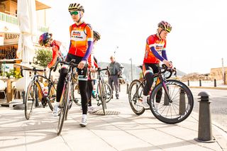 Boels Dolmans ladies get ready for a training ride in Spain (bikes and clothing are 2015 team issued)