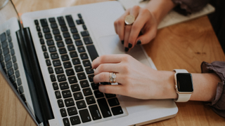 Woman using a Mac