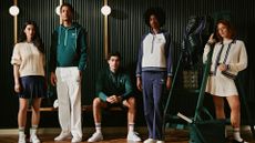 a lifestyle image of the new Wimbledon collection wore by a mix of male and female models. 