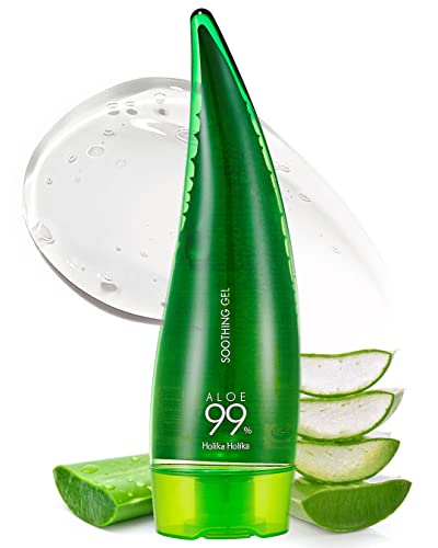 Holika Holika Aloe 99% Soothing Gel, 8.5 Ounce, 250ml - No Sticky 99% Aloe Vera Sunburn Relief - Moisturizing, Fast Absorbing for Face, Skin, Body&hair