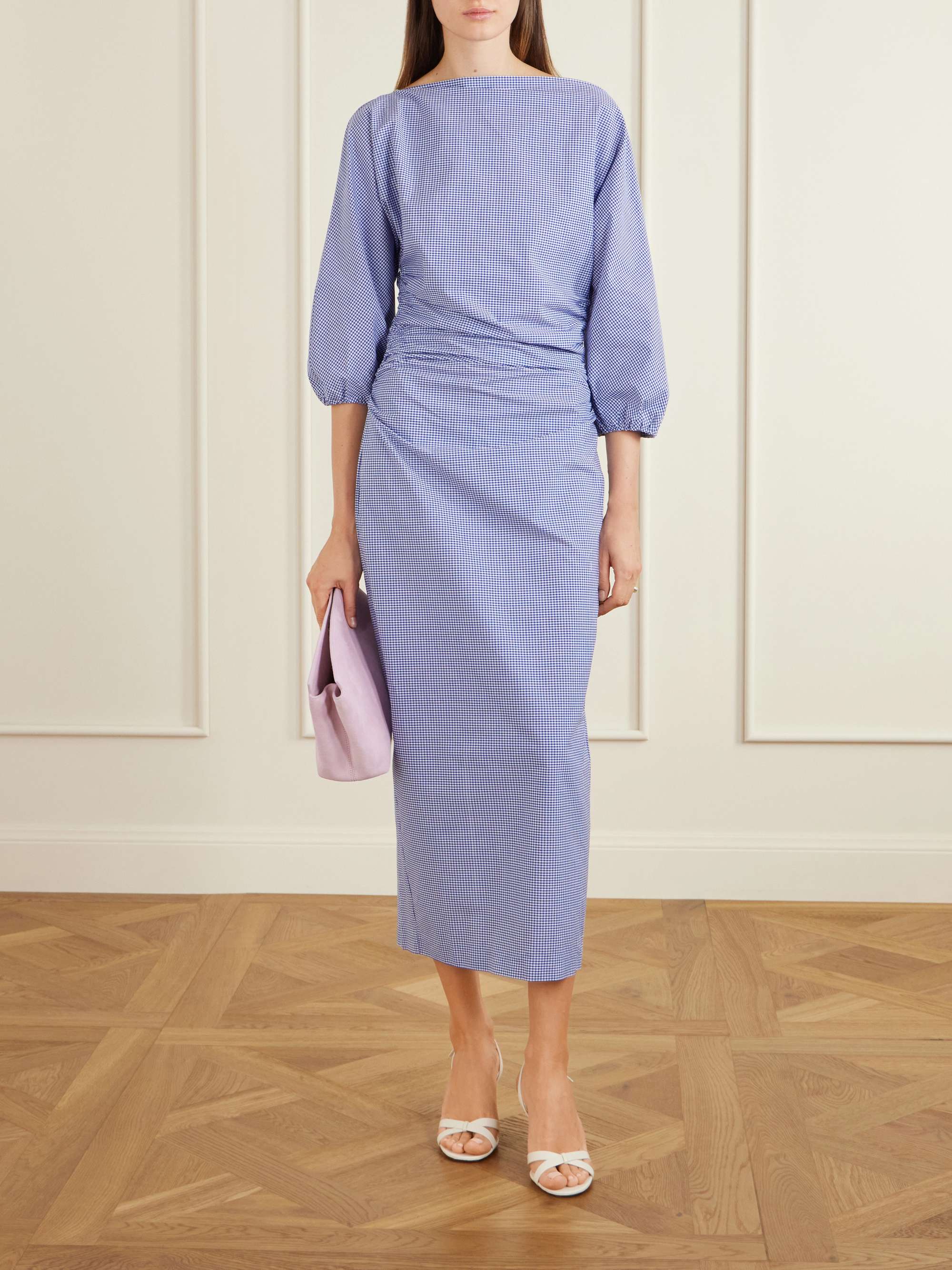 Checked Cotton Midi Dress