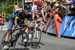 Alberto Contador and Nairo Quintana at the finish of stage 13