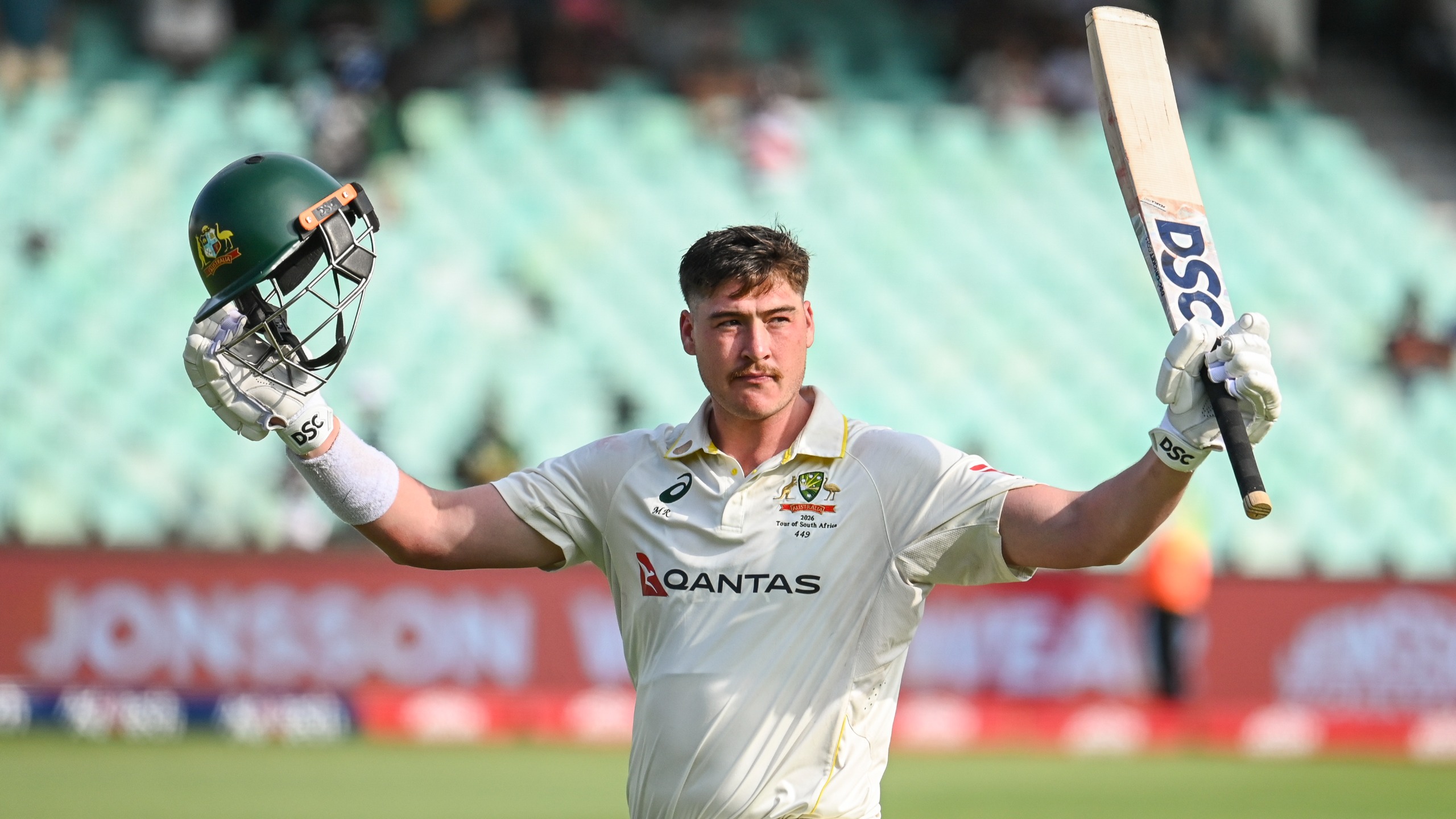 Matthew Renshaw of Australia gestures as he leaves the field during day 2 of the 1st Dafabet Test match between South Africa and Australia