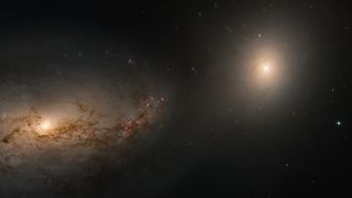 Hubble Space Telescope photo of the large spiral galaxy NGC 3227 and its companion NGC 3226.