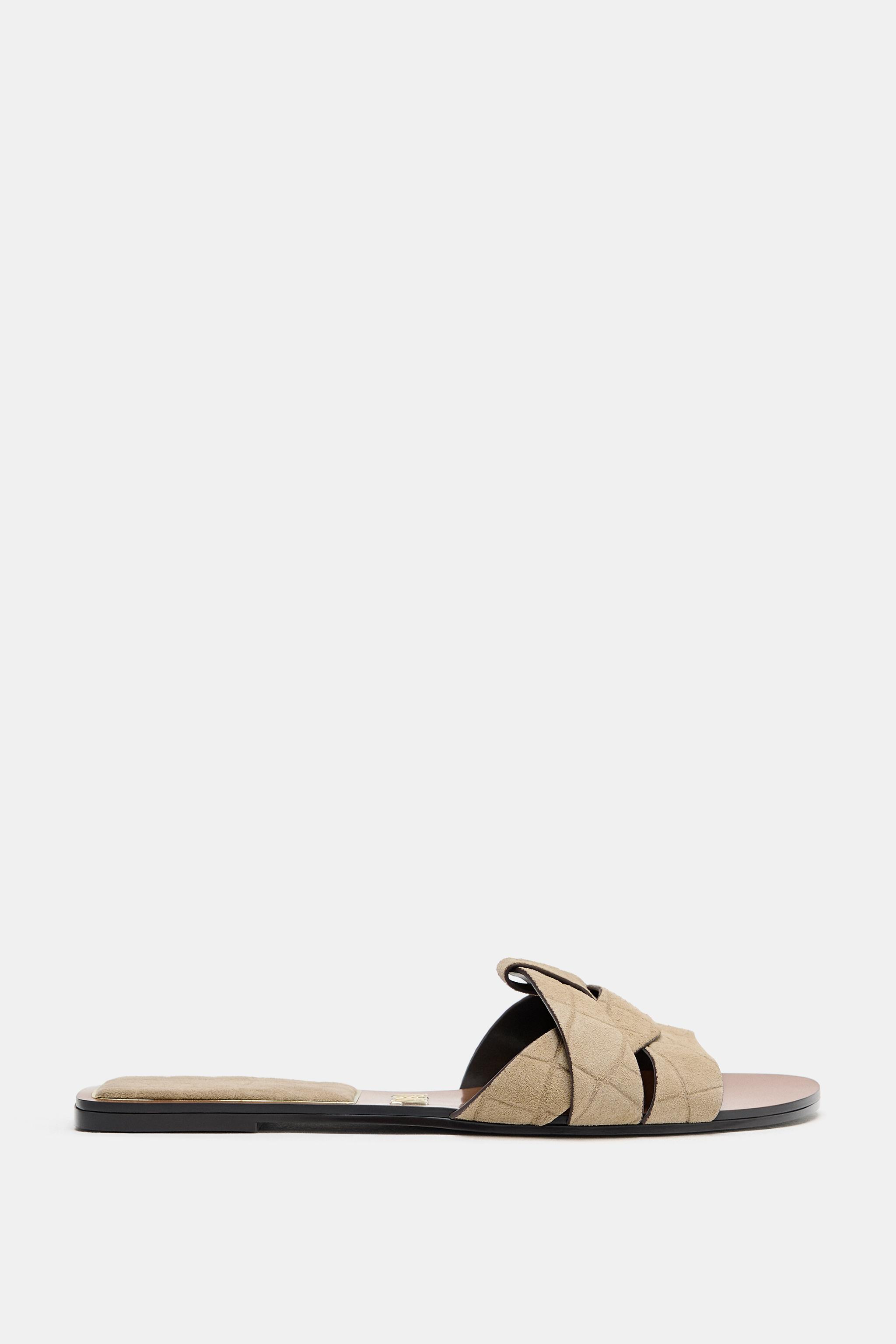 Flat Leather Criss-Cross Sandals