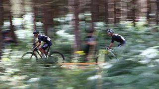 New Zealand's Samuel Gaze and team mate Ben Oliver during the Men's Cross-country mountain bike event on day six of the Commonwealth Games at Cannock Chase