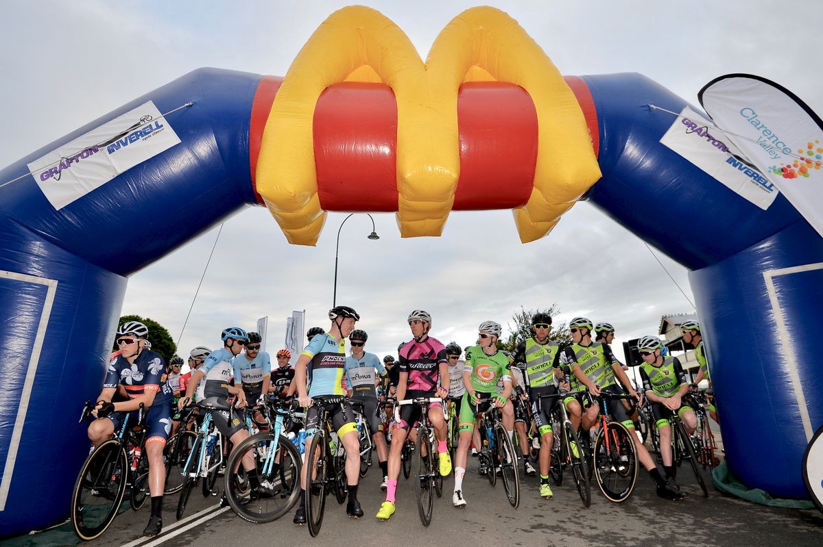 The rider's assemble for the race