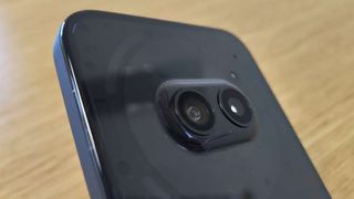 Nothing Phone 2a review; twin cameras on a black smartphone