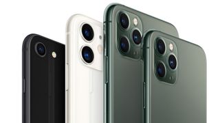 iPhone 11 lineup all in a row