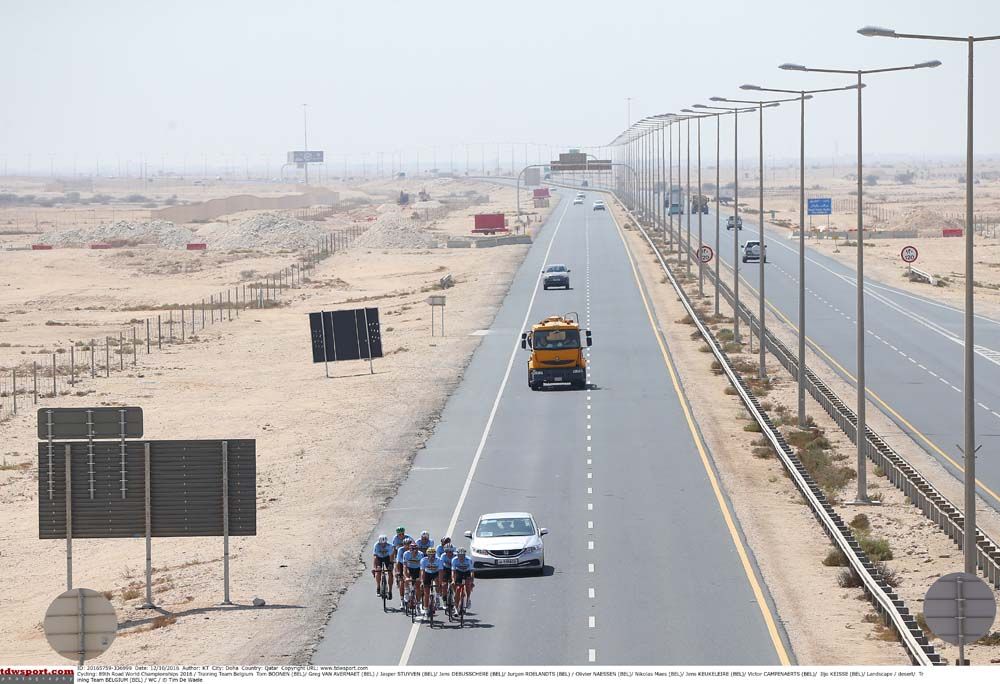 The long road straight road in the desert