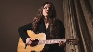 Muireann Bradley poses with her Waterloo WL-S Deluxe T-Bar guitar