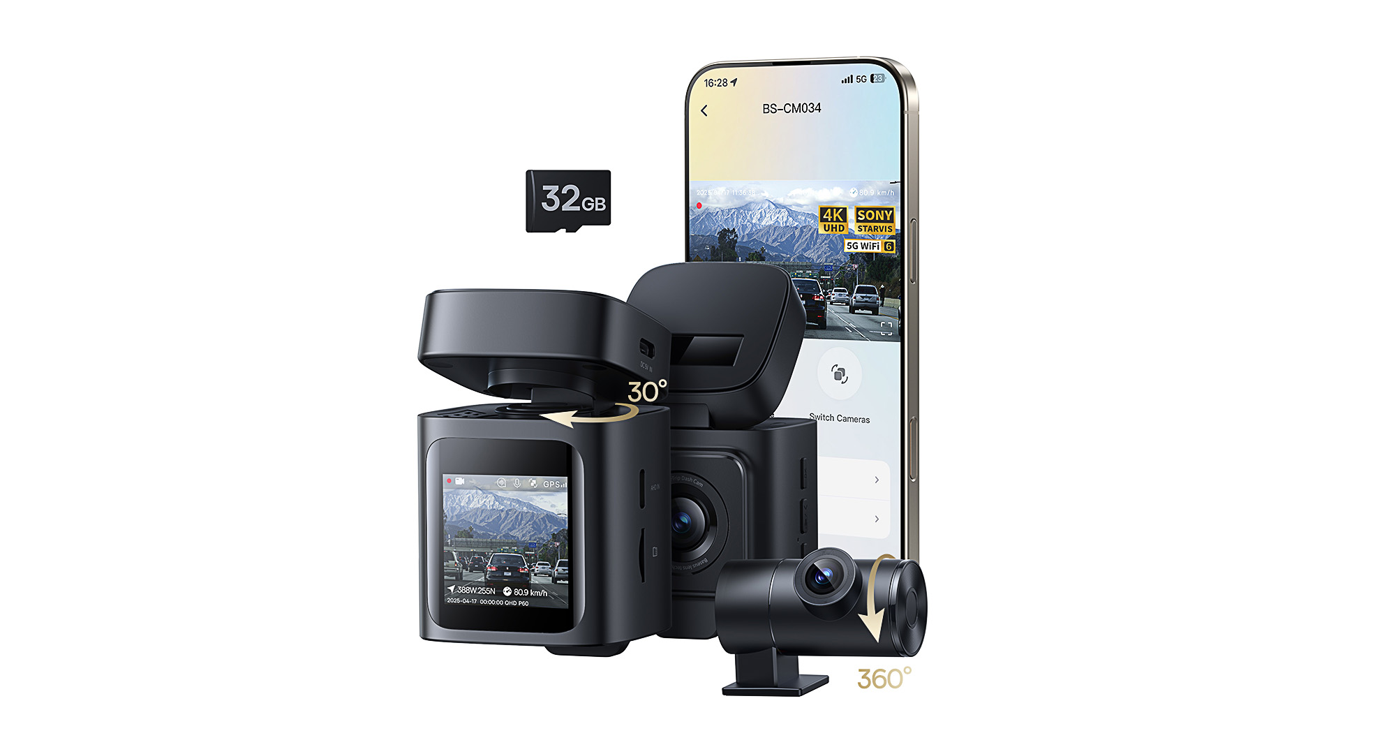 Product shot of the Baseus PrimeTrip VD1 Pro Dash Cam