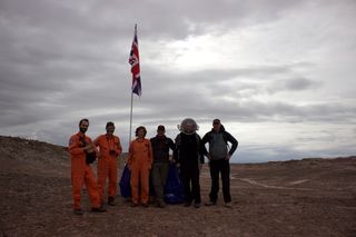 Mars 160 crewmembers Alex, Jon and Annalea, with Steven, Peter and Mike from the UK’s Mars Utah Rover Field Investigation Team (MURFI).