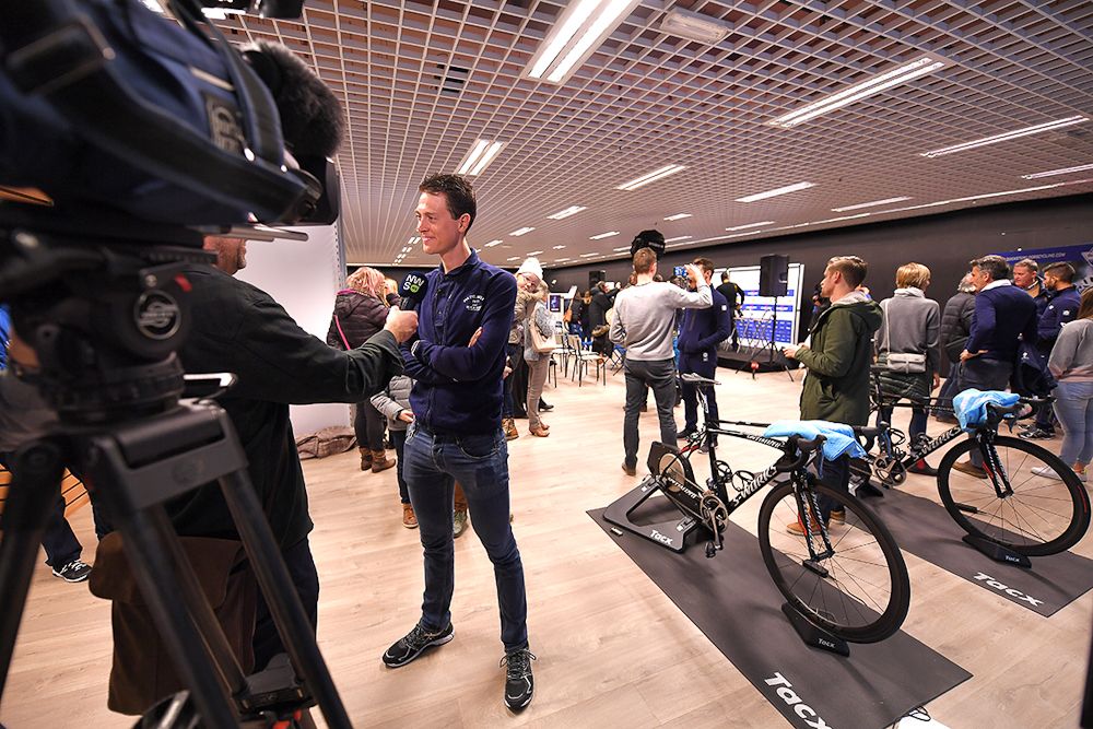 Niki Terpstra (Quick-Step Floors) interviews with media ahead of Omloop and Kuurne