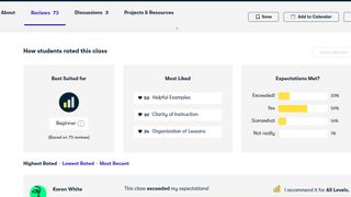 Skillshare review: Screenshot of reviews interface