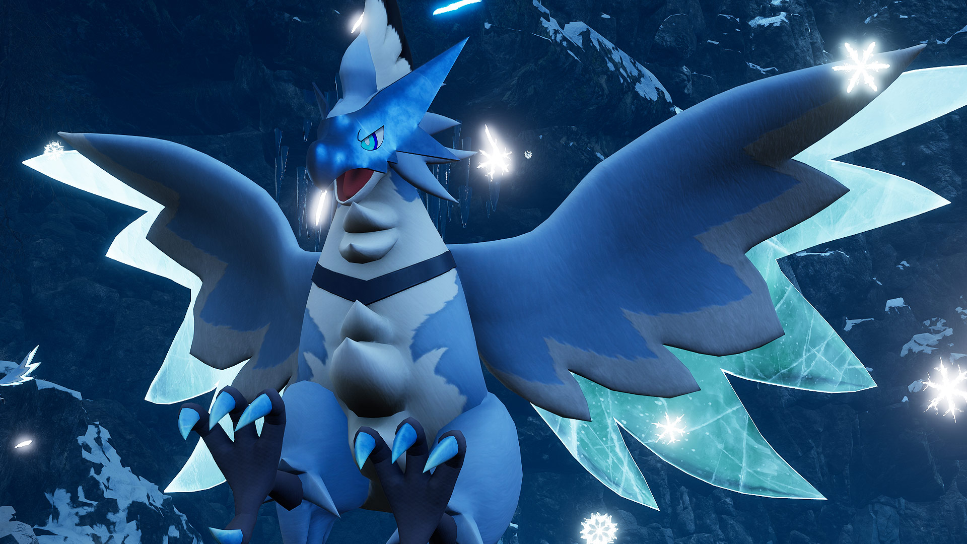 Palworld - Beakon Cryst, a blue icy bird pal