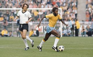 Caju on the ball for Brazil against West Germany in 1973.