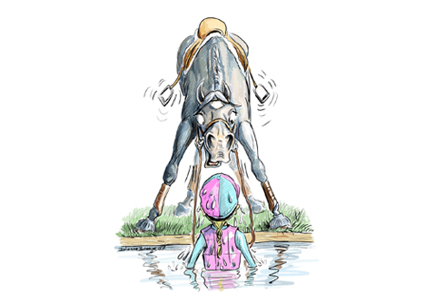 A fall in the water jump