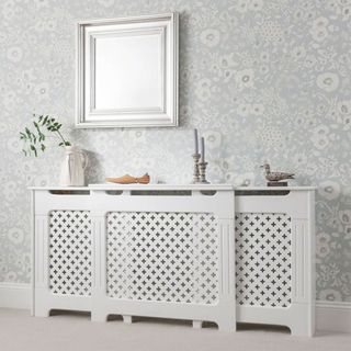 white cross pattern lattice radiator cover