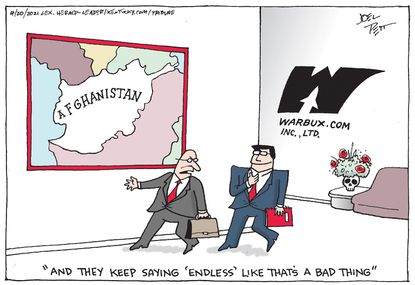 Editorial Cartoon U.S. afghanistan withdrawal military contractor