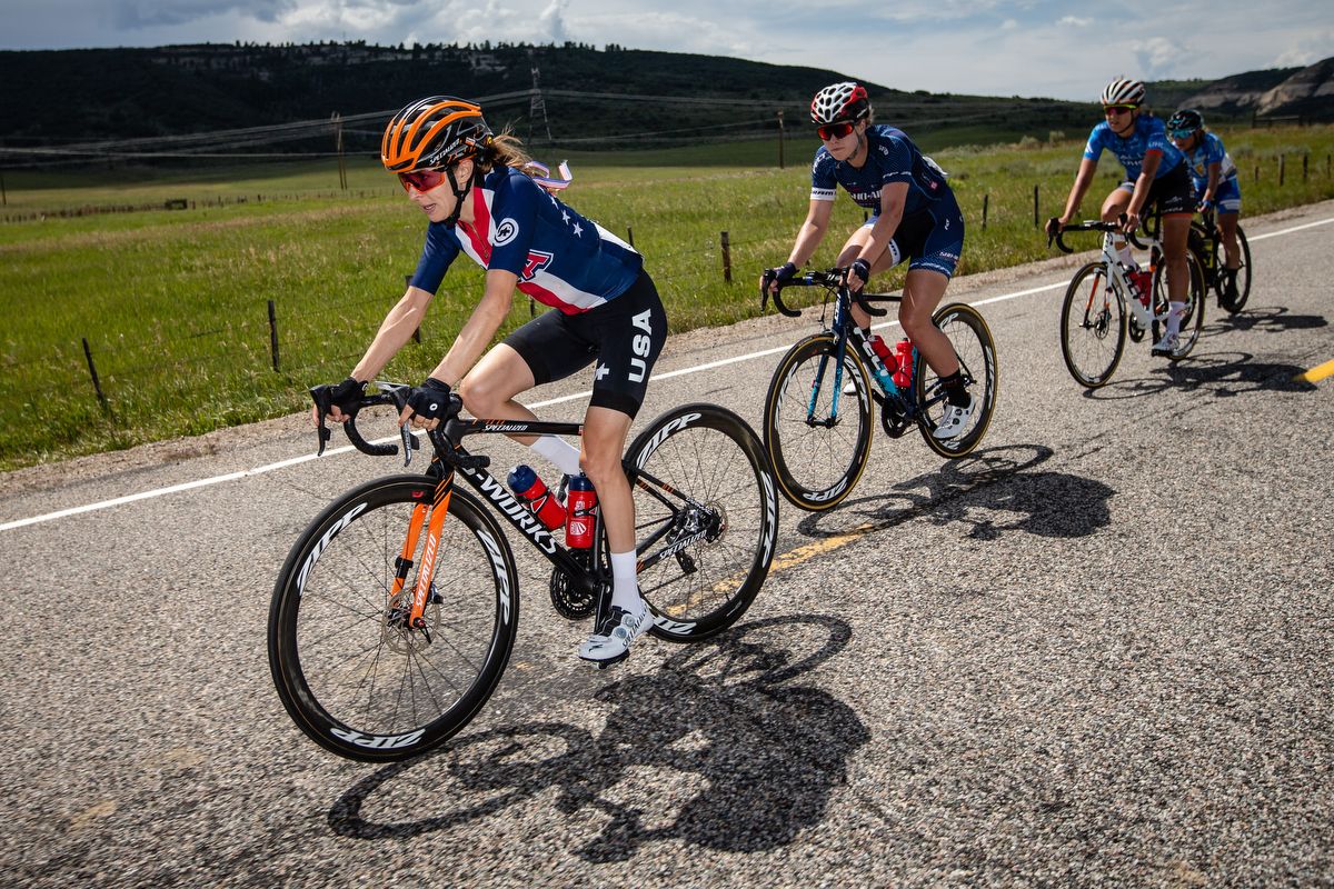 Katie Hall (USA) on stage 1 of the Colorado Classic on August 22, 2019 in Steamboat Springs, Colorado.