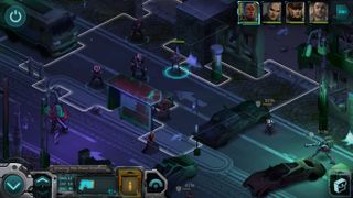 Shadowrunners have a shootout in the street