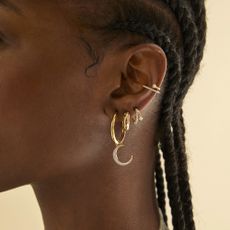 Astrid & Miyu gold earring stack with crescent moon hoop