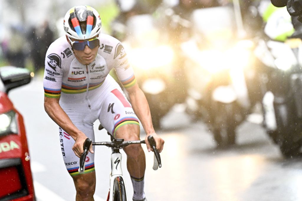 Belgian Remco Evenepoel of Soudal QuickStep pictured in action during the men elite race of the LiegeBastogneLiege one day cycling event 2585km from Liege over Bastogne to Liege Sunday 23 April 2023 BELGA PHOTO JASPER JACOBS Photo by JASPER JACOBS BELGA MAG Belga via AFP Photo by JASPER JACOBSBELGA MAGAFP via Getty Images