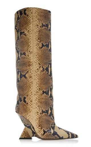 Cheope Python-Effect Leather Knee Boots