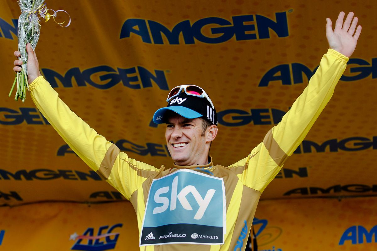 Greg Henderson in the Tour of Cali leader's jersey