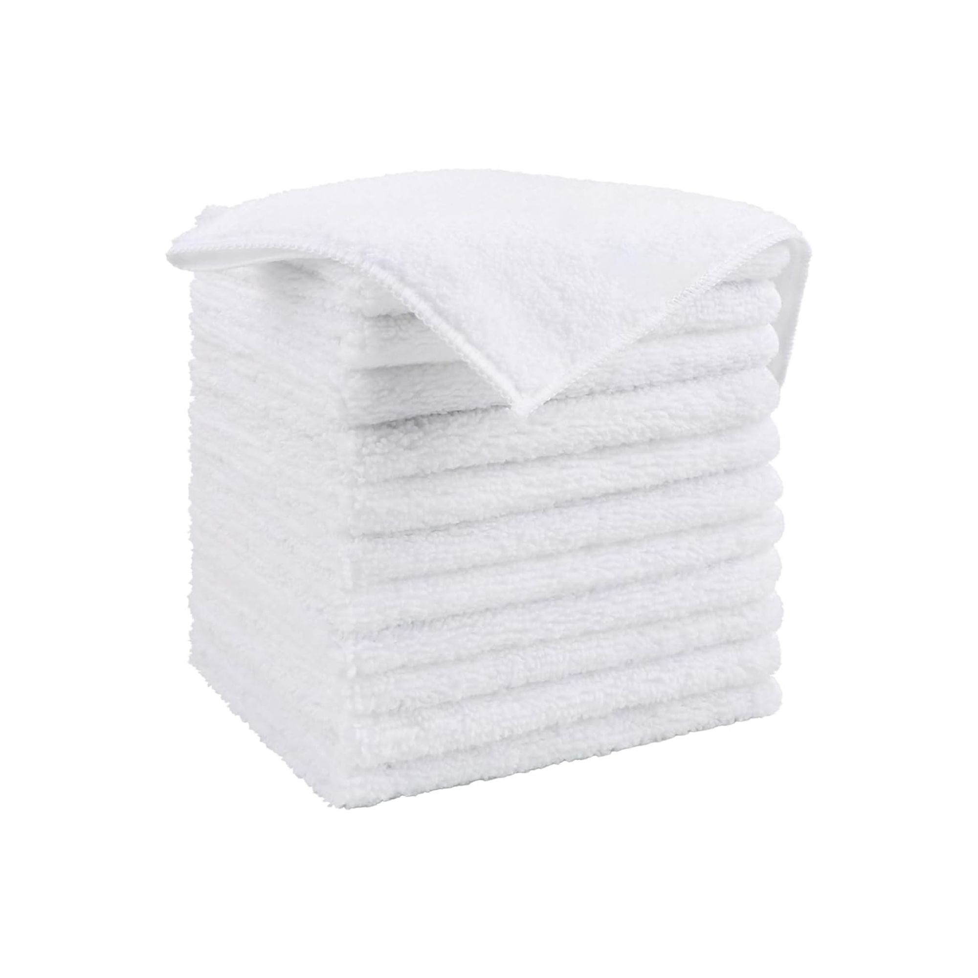 Stack of white cleaning cloths