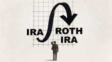 Illustration of a man considering a move from an IRA to a Roth IRA