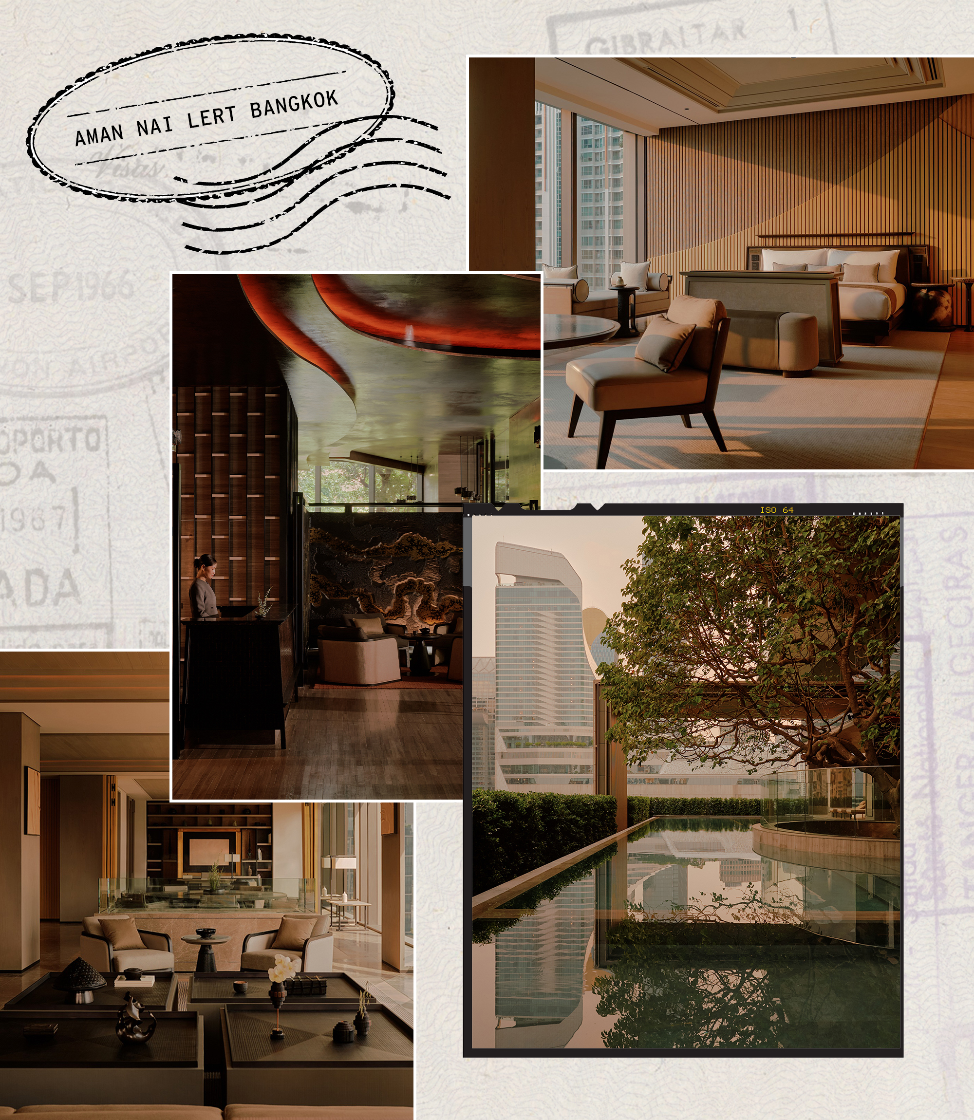 a collage of four photos of Aman Nai Lert Bangkok