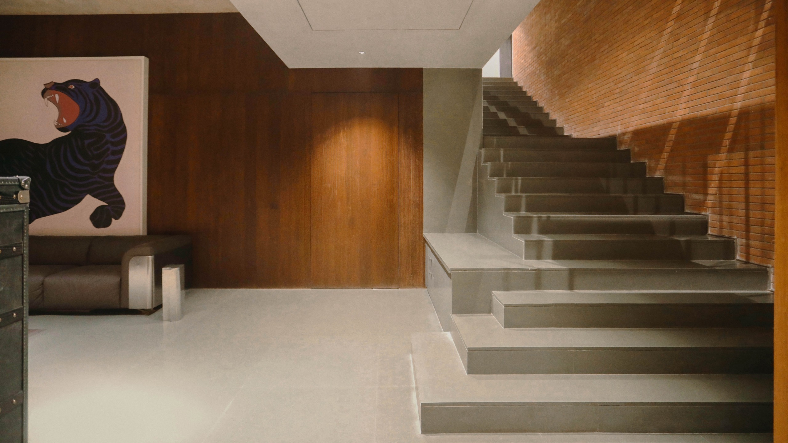 The basement living area