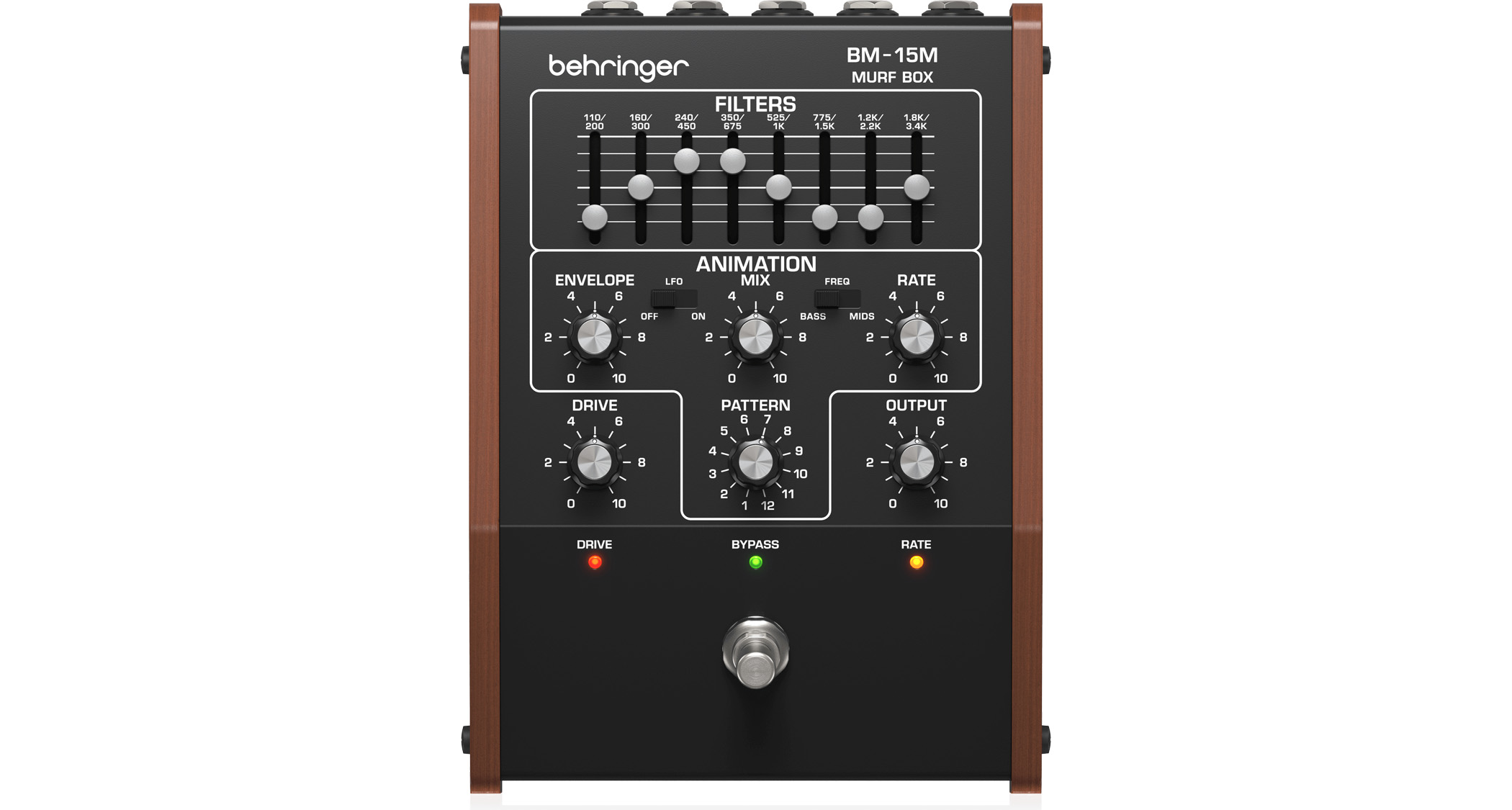 Behringer BM-15M Murf Box: this vintage-style multi-filter pedal has eight filters, selectable patterns and MIDI control