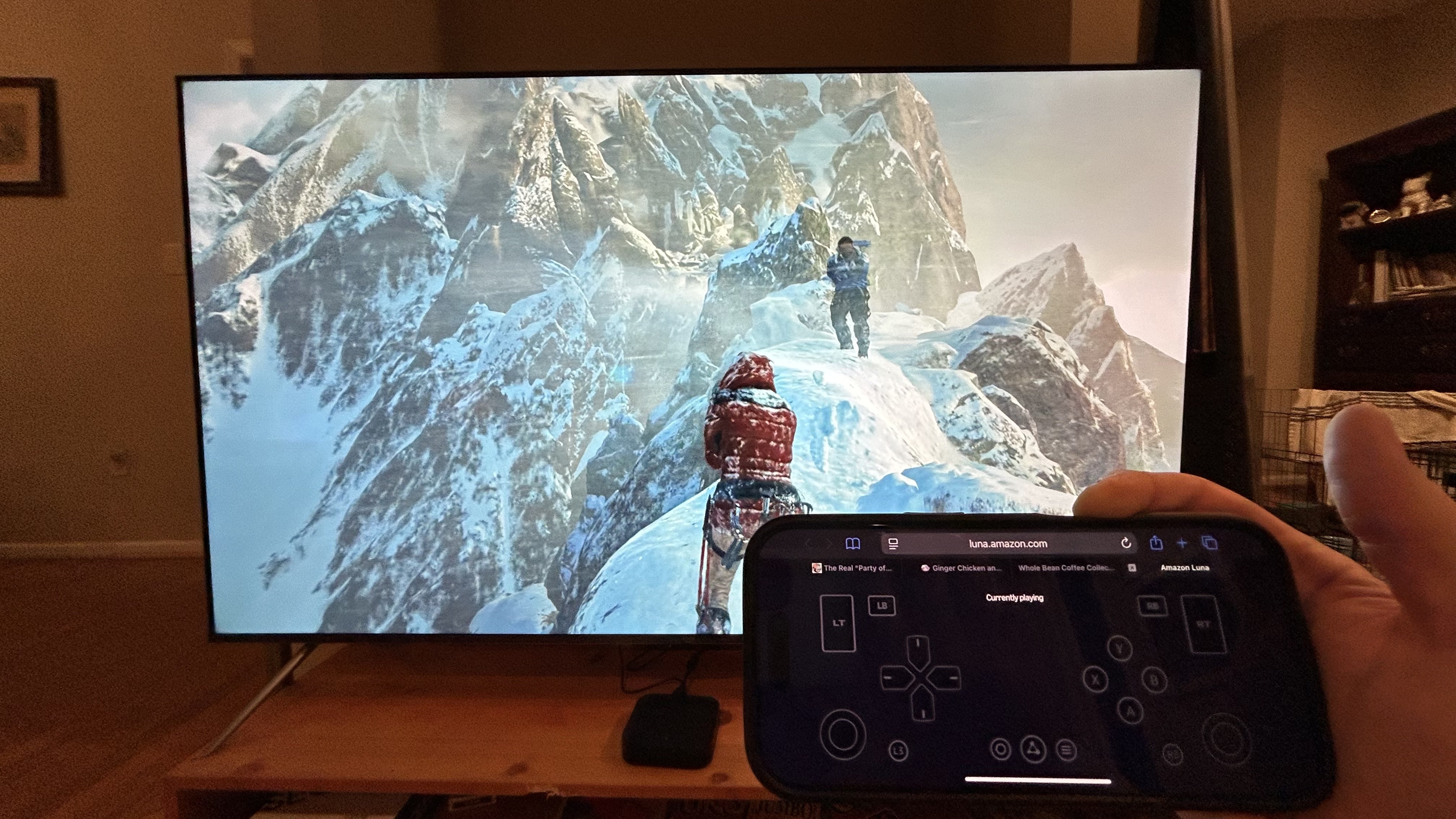 Amazon Fire TV Omni QLED (2025) showing game and game controller app