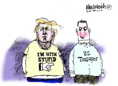 Political cartoon U.S. Donald Trump American taxpayers