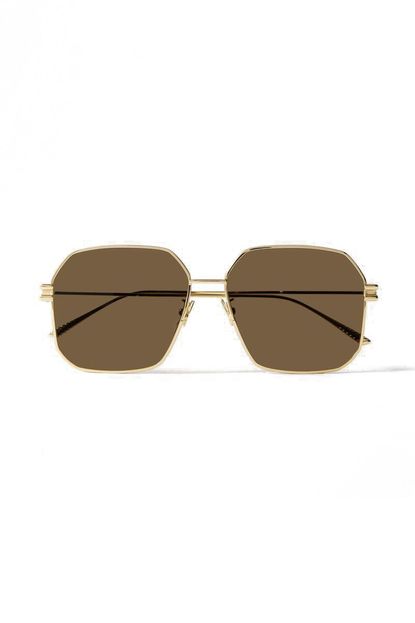 Bottega Veneta Hexagon Frame Gold Sunglasses