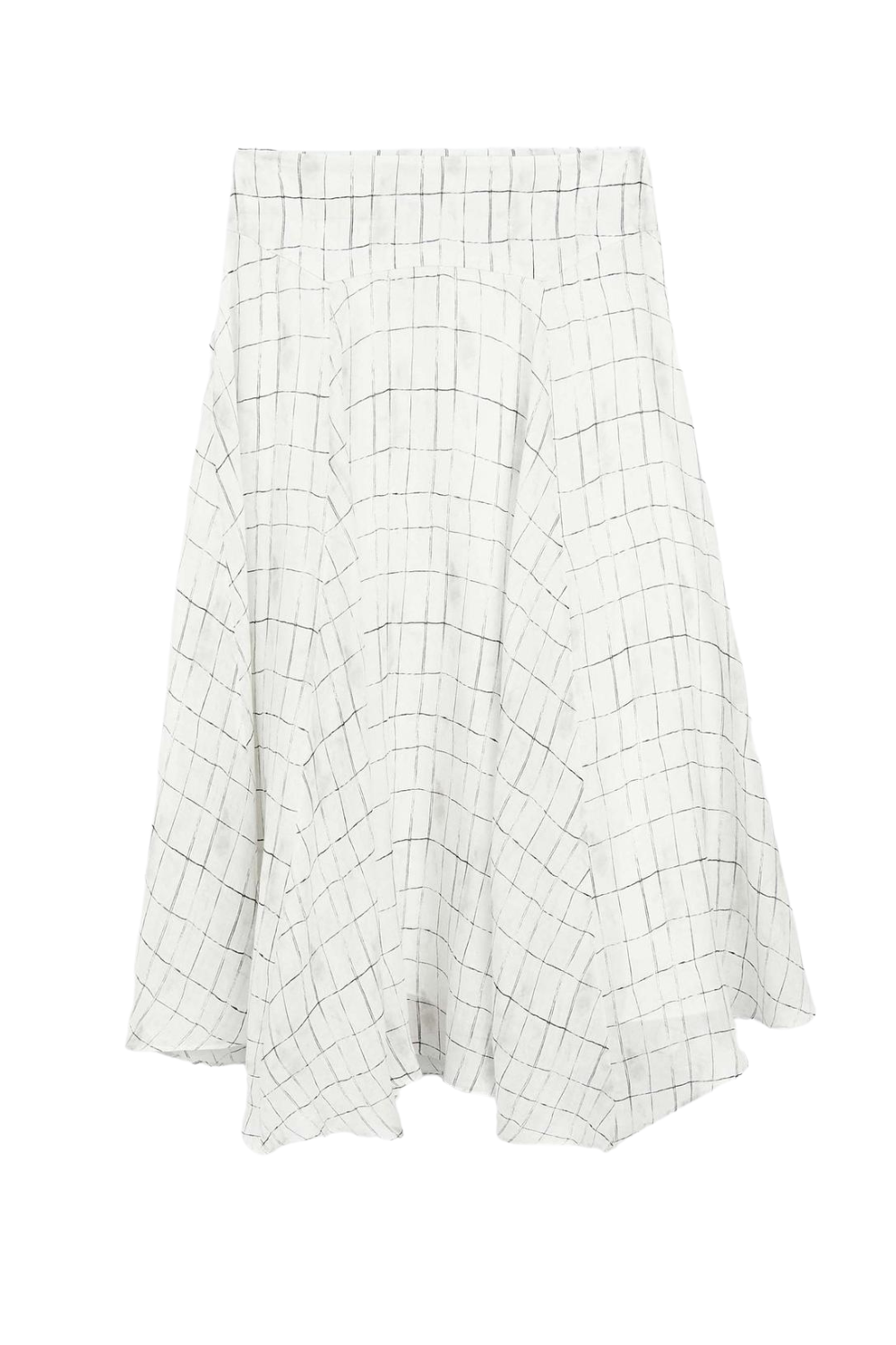 Flowing Check Midi Skirt