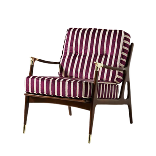 burgundy striped accent chair