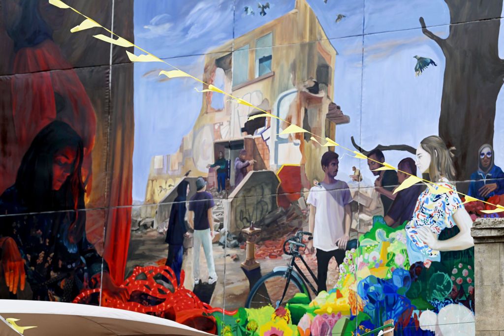 CAHORS FRANCE JULY 22 A mural painted in the city of CastelnauMagnoac prior to the 109th Tour de France 2022 Stage 19 a 1883km stage from CastelnauMagnoac to Cahors TDF2022 WorldTour on July 22 2022 in Cahors France Photo by Dario BelingheriGetty Images